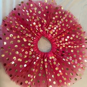Gold polka dot pink tutu NWOT